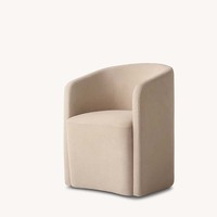 Fauteuil de luxe AH en bouclette, vert sauge, entièrement rembourré, sans pieds, dossier en U, pour salon et bureau