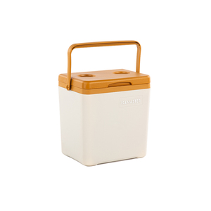 ICEMASTER - Nevera Portátil Aislada de 14L, Rectangular, Blanca con Tapa Naranja, Portavasos Integrado, Ideal para Campamentos al Aire Libre - Product Image 1