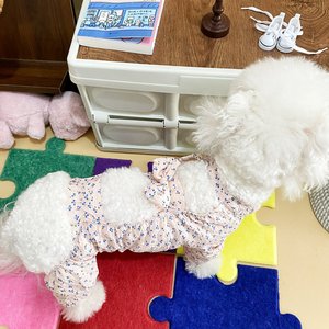 Floral Print Dog Clothes For Bichon Frise Teddy <b>Bear</b> Polyester Cute Dress Pet Outfit - Product Image 5