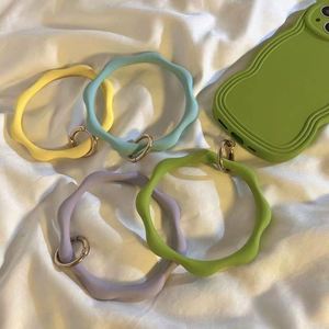 Wavy Silicone Wrist Strap Keychain Anti-Lost Phone Case <b>Lanyard</b> Portable Wristlet <b>Key</b> Ring <b>for</b> Women - Product Image 3