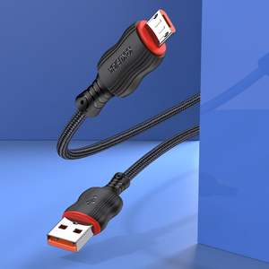 Câble Micro USB KAKU/KAKUSIGA <span class=keywords><strong>populaire</strong></span>, câble Micro USB 2.4A, 1m |   Câble haute vitesse tressé en <span class=keywords><strong>TPE</strong></span> résistant à l'usure Bleu Noir Rouge - Product Image 5