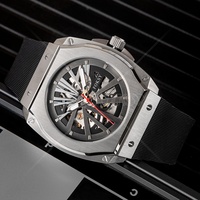 Montres-bracelets mécaniques automatiques en acier inoxydable avec squelette carré de luxe étanche pour hommes