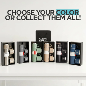 ชุดขวดน้ำสุญญากาศสแตนเลส 304 พร้อมแก้วกาแฟสไตล์ธุรกิจสำหรับสำนักงาน กระติกน้ำร้อนแบบพกพา - Product Image 2