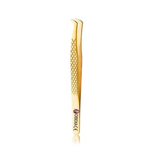 Pince à épiler professionnelle Obexa à 90 degrés avec poignée diamantée, en acier inoxydable, à pointe fine, style botte - Product Image 1