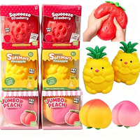 Vente flash - Jouet anti-stress en forme de pêche, de fraise et d'ananas extra-larges de 16 cm, dans un emballage coloré, jouet moelleux