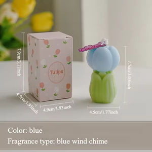 Bougie artisanale en cire de paraffine, design fleur de tulipe, pour anniversaires et Thanksgiving, bougies parfumées personnalisées luxueuses avec boîte - Product Image 4