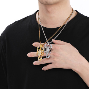 Collares de Moda de Acero Inoxidable con Colgante de Escorpión <span class=keywords><strong>CZ</strong></span> Iced Out Estilo Hip Hop Punk para Hombre al por Mayor - Product Image 5