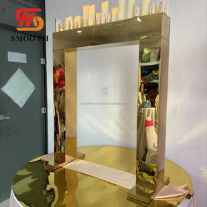 Miroir en métal de luxe lisse en acier inoxydable blanc/noir/or Rectangle taille personnalisée support de fleurs centre de table décor de mariage - Product Image 6