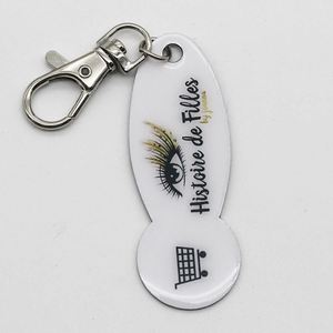 Llavero Metálico Grabado con Láser y Resina Epoxi con Diseño de Carrito de Supermercado Europeo y Llave de Desbloqueo - Product Image 2