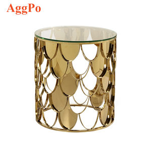 Série En Acier inoxydable Meubles Écaille de <span class=keywords><strong>Poisson</strong></span> de Couleur <span class=keywords><strong>D</strong></span>'<span class=keywords><strong>or</strong></span> de Conception Côté <span class=keywords><strong>Table</strong></span>, <span class=keywords><strong>Table</strong></span> <span class=keywords><strong>Basse</strong></span> Ronde - Product Image 1