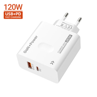 Chargeur mural rapide USB C PD 120W QC3.0 avec protections OTP OVP OCP, ignifuge, 1x USB, prise EU/US/UK, pour téléphone portable