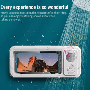 Support mural étanche pour téléphone avec haut-parleur Bluetooth Z07, pour douche, écran tactile, boîte de salle de bain pour regarder des vidéos - Product Image 4