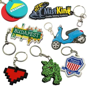 Pvc Key Chain Custom Shaped Logo Cheap 3D 2D Soft Holder Rubber Inflatable Silicone Animal Pvc Rubber Key Chains