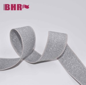 Bande élastique tissée dorée de 1 pouce, bande élastique scintillante, bande élastique argentée haute et droite - Product Image 2