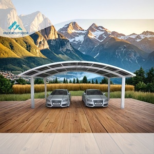 Abri de voiture imperméable Protection solaire <span class=keywords><strong>2</strong></span> poteaux Abri de voiture autoportant Pare-soleil Auvent en aluminium Métal <span class=keywords><strong>Carport</strong></span> - Product Image 1