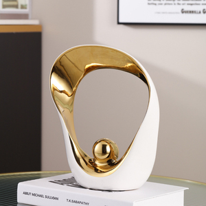 Decoração de Mesa em Cerâmica de Forma Oval Minimalista Luxuosa, Ornamento de Arte Personalizável para Decoração de Interiores, Fornecimento de Fábrica - Product Image 4