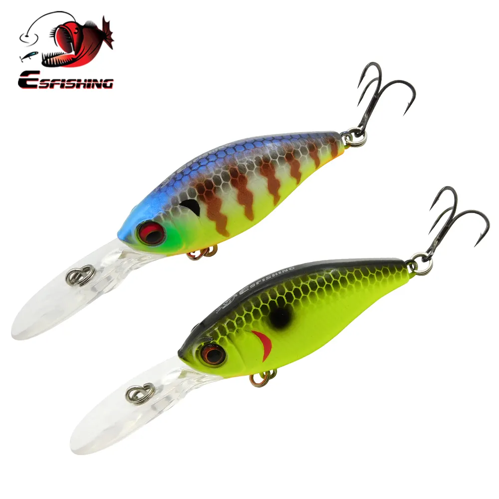 ESFISHING nuevo cebo duro al por mayor Lucky Prince 52mm señuelo flotante ABS plástico lengua grande pesca wobblers