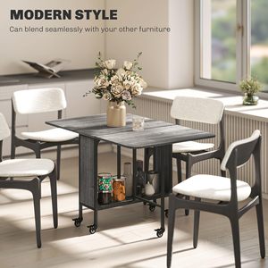 Table à feuilles rabattables moderne SENYU avec étagère de rangement, style bois gris, mobilier de cuisine portable pour 4 à 6 personnes - Product Image 1