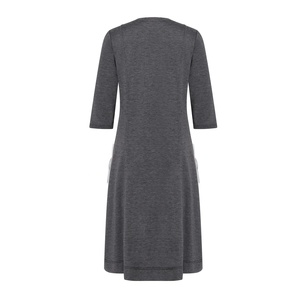 Tùy Chỉnh Quần Áo Phụ Nữ Thời Trang Màu Xám Mùa Hè Cổ Điển Chắp Vá Mới Nhất Dệt Kim Đẹp Văn Phòng Dresses Vestidos Phụ Nữ Thanh Lịch - Product Image 2