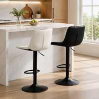 Tabouret de bar moderne rembourré pivotant à 360° avec siège en cuir PU et base en métal pour bar à domicile