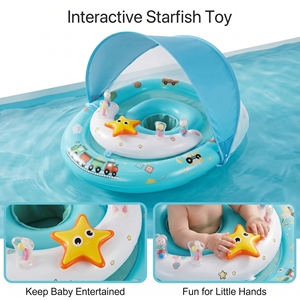 Flotador <span class=keywords><strong>de</strong></span> Piscina para Bebés con Toldo Desmontable, Anillo <span class=keywords><strong>de</strong></span> Natación para Bebés con Doble Cámara <span class=keywords><strong>de</strong></span> Aire, Asiento <span class=keywords><strong>de</strong></span> Piscina - Product Image 4