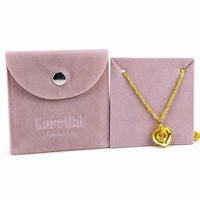 Pochette de luxe personnalisée en suède et flanelle avec logo imprimé, petit sac cadeau en velours pour bijoux avec insert et bouton pour montre