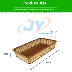 Giỏ đựng đồ bằng nhựa hình chữ nhật kiểu mây dùng để trưng bày thức ăn, bánh mì và trái cây trong phòng khách, giỏ đựng đồ giặt bằng mây - Product Image 4