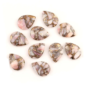 Opale rose naturelle en cuivre, forme poire, cabochon à dos plat pour la fabrication de bijoux, toutes tailles, création de bijoux en pierres précieuses, bague, pendentif, bracelet - Product Image 1