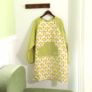Women's Apron Digital Printing Flower Pattern Long Sleeve Cooking Wear With Pocket For Daily Use - Product Image 2