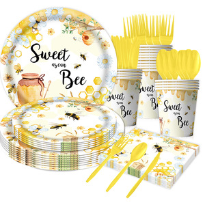 Decoraciones para Baby Shower con Temática de Abejas, Vajilla, Platos de Papel, Vasos, Servilletas, Mantel, Cubiertos, Decoraciones para Fiestas y Picnics - Product Image 2