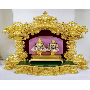 วัดพระสัตยานารายณ์ทองคำสำหรับบ้าน วัดไม้แกะสลักอย่างดีสำหรับบูชาพระสวามีนารายณ์ที่บ้าน ซื้อวัดไม้สักสำหรับบูชา ลดราคาในสหราชอาณาจักร - Product Image 1