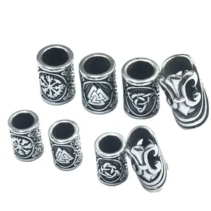 6.0mm 8.0mm Big Hole 316 Stainless Steel Casting Viking rune Beads Accessories Loose Beads DIY Vintage Viking Accessories