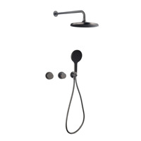 Robinet de douche encastré tout cuivre chaud et froid, finition or brossé, ensemble de douche simple pour salle de bain et hôtel, style nordique