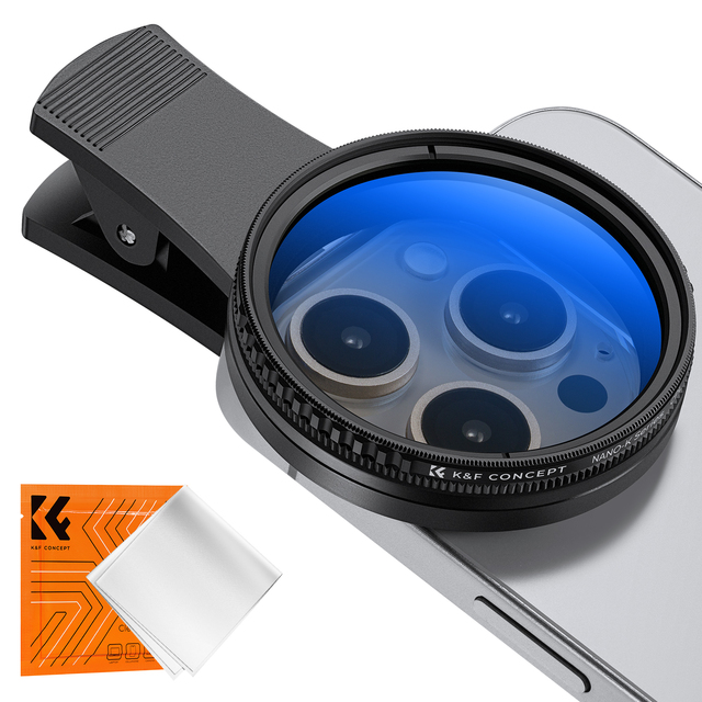 K&F Concept 52mm Universal P*hone Clip with CPL/ND2-400 Filter Lens Coating with a Piece of Vacuum Cleaning Cloth