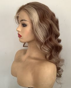 Peluca de <span class=keywords><strong>Cabello</strong></span> Ruso Ondulado <span class=keywords><strong>Balayage</strong></span> Marrón Miel <span class=keywords><strong>Castaño</strong></span> de 20 Pulgadas, 150% de Densidad, con Encaje Transparente 360LaceFrontal, la Más Vendida de Fábrica - Product Image 3
