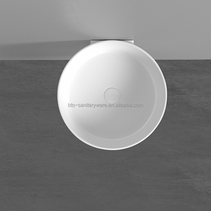 BTO 2024 tren baru mangkuk bulat bak cuci keramik wastafel kamar mandi satu potong <span class=keywords><strong>euro</strong></span>-dinding wastafel gantung - Product Image 3