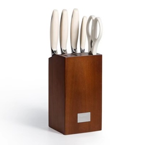 Ensemble de couteaux de cuisine en acier inoxydable à haute teneur en carbone, hachoir, ensemble de couteaux japonais, ciseaux de cuisine, couteau de cuisine avec support en bois massif - Product Image 1