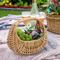 Panier en osier tressé de style européen classique et romantique avec doublure en plastique pour fleurs de mariage ou décoration intérieure
