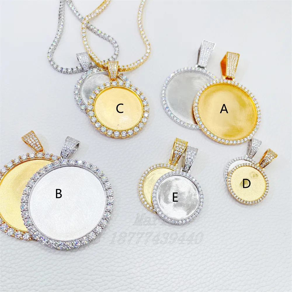 Luxury Memorial Picture Frame Necklace Iced Out VVS Moissanite Diamond Custom Photo Pendant