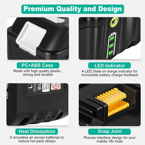 Compatible con Makita BL1860B BL1850B <span class=keywords><strong>BL1840B</strong></span> BL1830B BL1815B, Batería Recargable de Iones de Litio de 18V para Taladro - Product Image 3