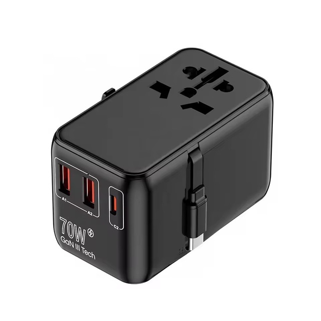 70W PD Phone Charging Type C Cable GaN Fast Charger International Travel Adaptor Universal Travel Plug Adapter Charger