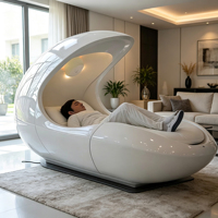 Fauteuil de relaxation moderne avec lumière LED, chaise longue inclinable de luxe en fibre de verre en forme d'œuf pour le bureau et la maison