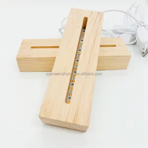Rectangular Wooden Led Lights Display Base Stand 3D Plexiglass Lamp Holder With USB Cable For Acrylic Night Lights Resin Art DIY