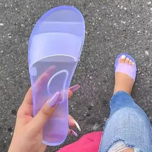 Quality Liquidation Clearance Ladies Women Pillow Shower Quick Drying colorful transparent Jelly Slides Slippers Supplier