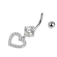 Acier chirurgical Argent Coeur Ventre Anneaux Bijoux Romantique Brillant Piercings Sourcils Courbe Barbell Piercing