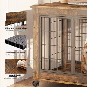 Vente chaude Meubles Style Chien Caisse Table D'appoint sur Roues Décoratif Pet House Heavy Duty Chenil avec Double Portes et Haut Élévateur - Product Image 3