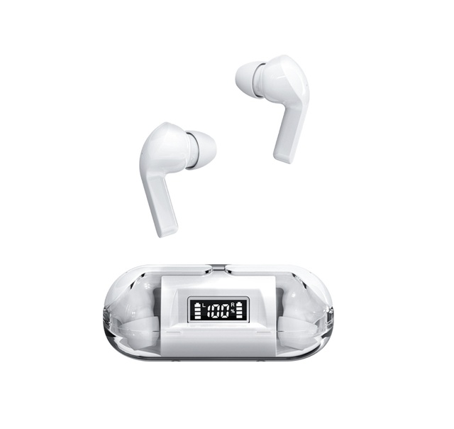 High Quality Slim New Colorful White Black Purple Green Power Display True Wireless Headphones Earbuds Transparent