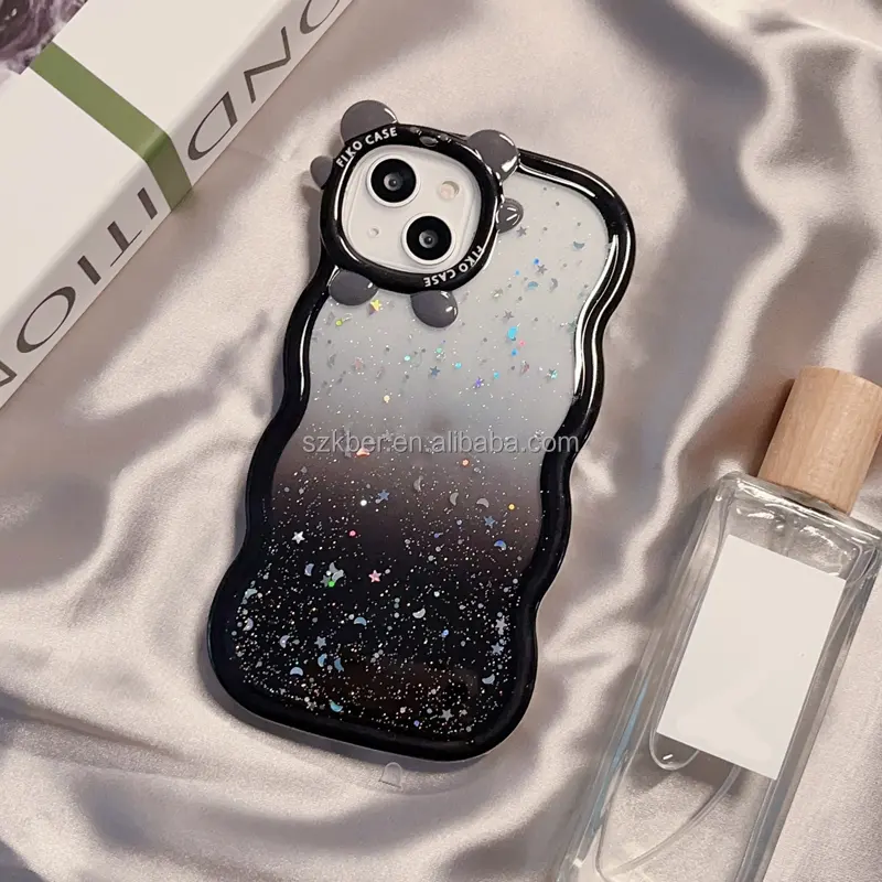 Zubehör Transparente Welle Bär Bling Glitter Epoxy Tropf kleber TPU Handy-Hülle für Samsung Galaxy A24 4G