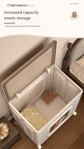 Armadio Pieghevole con Coperchio Ribaltabile in Plastica PP Rinforzata con Ruote, Motivo Cane Carino per Organizzare i Vestiti a Casa - Product Image 3