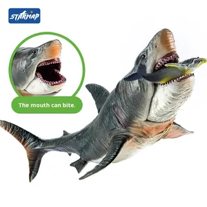 Tiburón Tigre grande transfronterizo <span class=keywords><strong>Megalodon</strong></span> MODELO DE Animal marino simulado juguete de adorno de plástico suave para temática congelada submarina - Product Image 2